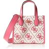 GUESS Silvana Mini-tragetasche mit 2 Fächern, Borsa a Tracolla, Maniglie Superiori Donna, Logo Magenta, Taglia Unica
