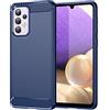 owlhold Cover per Samsung Galaxy A33 5G, Custodia Spazzolata e Fibra di Carbonio Morbido Silicone TPU Slim Fit Case, Antiurto, Antigraffio, Antiscivolo, Protezione Grado Militare, Blu