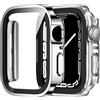ZZDZZ [2 Pezzi] Cover Compatibile con Apple Watch SE/Serie 6/Serie 5/Serie 4 44mm con Vetro Temperato, Custodia PC Rigido Anti Graffio per Apple Watch 44mm (Argento+Trasparente)