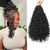 Auxemuen Senegalese Twist Crochet Hair with Curly End - Boho Island Twist Crochet Hair 8 Pack Boho Goddess Twist Crochet Hair Pre Looped Crochet Twist with Curly End (1B, 14Inch)