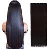 Elailite Extension Clip Capelli Fascia Unica 75cm Estensioni per Capelli Lunghi Lisci One Piece Hair 3/4 Full Head Larga 25cm, Marrone Scuro