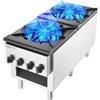 VEVOR Cucina a Gas Commerciale con 2 Bruciatori, Piano Cottura a Gas Propano e Naturale, Piastra Riscaldante a Gas in Acciaio Inossidabile, Attrezzatura da Cucina Commerciale per Ristoranti, 52 KW