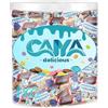 CAIYA DELICIOUS Cilindro Trasparente SUPER MIX con Snack Miniatures al Caramello, Cioccolato, Cocco, Mou per snickers, twix, bounty, mars, circa 102 praline assortite di cioccolata, 1kg