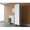 Negrari composizione, Mobile Lavatoio + Specchio + Colonna in Resina, Resistente all'umidità, Vasca resistente agli acidi, Kit di scarico incluso, Interno e Esterno, Bianco