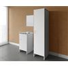 Negrari composizione, Mobile Lavatoio + Specchio + Colonna in Resina, Resistente all'umidità, Vasca resistente agli acidi, Kit di scarico incluso, Interno e Esterno, Bianco