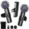 BYbrutek Microfono Lavalier wireless 3 in 1 aggiornato - per iPhone/Android/PC - Mini microfono per registrazione video/podcast, Microfono con clip per collare regolabile e adattatore (K5-Type C)