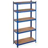Relaxdays Scaffale in Metallo, Capacità fino a 875 kg, 180x90x40 cm ca., Scaffalatura ad Alta Portata da 5 Ripiani, Blu