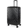 DKNY - Valigia 23Kg da stiva capiente Valigia rigida XL con ruote silenziose Valigia espandibile Trolley Grande Rigido leggero ideale per viaggi lunghi con Lucchetto a combinazione TSA, Nero