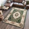 TAPISO Atlas Tappeto Salotto Moderno Pelo Corto Design Vintage Tradizionale Motivo Orientale Cornice Ornamenti Tonalità Verde Scuro Oeko-Tex Soggiorno Sala Camera Ufficio 60 x 100 cm