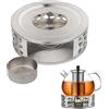 Hisdricus Scaldavivande, Scalda Teiera in Acciaio Inox con Portacandele, Stabile, Non Traballante, Adatto per Teiere e Caffettiere in Vetro, Ceramica, Acciaio Inox, Ghisa (15 x 5,3 cm) (Argento)
