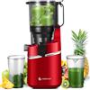 AMZCHEF Spremiagrumi automatico all-in-one, 250 W, apertura 135 mm e spremiagrumi da 1,8 l, per frutta e verdura, vincitore del test con triplo filtro - rosso intenso