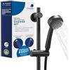Croydex Presion Pressure Boost 1 Funzione Set Doccia Nero Opaco Include Tubo, Riser Rail e Doccia
