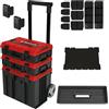 Einhell E-Case Tower Set di valigie originali (massimo 120 kg, composto da 3 valigie con accessori, conservazione e trasporto di accessori e attrezzi, impilabili, collegabili)