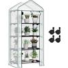 WOLTU Serra da Giardino, con Ruote, Serra da Balcone, 70x50x162 cm, Copertura in PE 140 g/m², Porta a Zip Avvolgibile, per Svernamento con 3/4 Ripiani, per Interni ed Esterni, Bianco