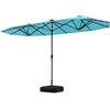 COSTWAY Ombrellone Doppio da Giardino 4 x 2 m, Ombrellone con 36Luci LED, Ombrellone Rettangolare con Manovella e Base, per Giardino, Piscina, Cortile (Turchese)