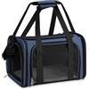 TOFFCAEA Trasportino per Cani e Gatti, Gabbietta Morbida per Animali Domestici, Tappetino Lavabile Rimovibile, con Tracolla, Borsa Ripiegabile Viaggio Sull' Aereo (Blu scuro, L 43 x B 28 x H 28 cm)