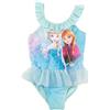 United Labels Disney - Costume da bagno da bambina con volant, Elsa & Anna Frozen, blu, costume da bagno per bambini, costume da bagno, Blu, 122 cm-128 cm