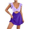 SMUXP Costume da bagno intero con ferretto estivo 2025 Costume da bagno da donna con scollo a V con volant Costume da bagno con controllo della pancia Cut Out Bikini Set Monokini increspato Costume da