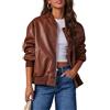 RICOCHO Giacca da Volo da Donna in Ecopelle, Giubbotti Bomber in Pelle con Zip Intera da Donna Cappotto Bomber Oversize in Pelle PU