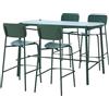 JonesHouseDeco Tavolo Bar con 4 Sgabelli Completo da bar con sgabelli Verde sgabelli Snack Penisola Cucina Alluminio Acciaio resistente alle intemperie Anti-ruggine