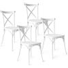Baroni Home Set 4 Sedie in Plastica Bianca - Impilabili, Senza Montaggio, Facili da Pulire, con Gommini Antiscivolo, per Cucina, Soggiorno, Sala da Pranzo, Esterno 44x44x82 cm, Schienale Intrecciato