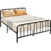 GIANTEX 160 x 200 cm Strutture Letto Matrimoniale in Metallo, Spazio di Archiviazione Sotto al Letto, Ferro Strutture Letto Matrimoniale, Nero