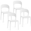 Baroni Home Set 4 Sedie in Plastica Bianca - Impilabili, Senza Montaggio, Facili da Pulire, con Gommini Antiscivolo, per Cucina, Soggiorno, Sala da Pranzo, Esterno 41x38x77 cm Stondata