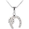 Five-d - Ciondolo con catenina a forma di ferro di cavallo con quadrifoglio, in argento Sterling 925, con custodia