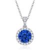 Dada Gioielli - Collana Rotondo 11mm Punto Luce Argento 925 Con Zirconi Brillanti Catenina 45+5cm (Blu Zaffiro)
