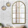 ironsmithn Specchio da parete decorativo lungo da appendere ad arco per finestra, decorazione da parete per bagno, soggiorno o camera da letto (oro)