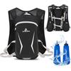 Lnopever 8l Zaino Trail Running Per Uomo E Donna,2 Borraccia Pieghevole Da 500ml,Zaino Idratazione Running,Zainetto Per Mtb Trail Ciclismo Bici Trekking Maratona