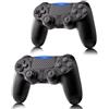 RUIZHI 2 Pezzi Wireless Controller per PS4 - Controller Playstation 4 compatibile con PC/PS4/Pro/Slim, Joystick Gamepad con Turbo/Doppia Vibrazione/Sensore 6 Assi Giroscopio/Touchpanel [Nero + Nero]