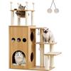 PAWZ Road Albero per gatti con capsula spaziale in acrilico con tiragraffi rivestiti in sisal, Torre per gatti, Centro Attività per gatti, Castello stabile e robusto Beige 130 cm