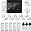 LWOHSI Sistema di sicurezza domestica, sistema di allarme wireless GSM WiFi, allarme antifurto domestico touch screen da 4,3 compatibile con Alexa Google Home
