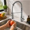 TVTIUO Rubinetto da Cucina, Miscelatore Cucina，Rubinetto a Molla in Spazzolato con Testa a Spruzzo Pull Down Mixer, Miscelatore Estraibile a 360° (Jet e Spray)