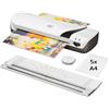 GBC Inspire+ Set 4 in 1 con Plastificatrice per Documenti in Formato A4, Taglierina, Arrotondatore Angoli e Confezione di Pouch - Bianco (4410034)