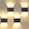 Konesky Luci Solari Esterne Su E Giù, Lampada Solare da Esterno 8 LED Luce da Parete Bianca Calda, Luce Solare Led Esterno IP65 Impermeabile per Giardino, Patio, Balcone e Recinzione, 4 Confezioni