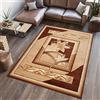 TAPISO Atlas Tappeto Salotto Moderno Pelo Corto Design Astratto Fiori Cornice Motivo Geometrico Floreale Tonalità Beige Oeko-Tex Soggiorno Sala Camera Ufficio 60 x 100 cm