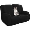 Jaotto Copridivano Relax 2 Posti Reclinabile, Fodere Copripoltrona 1 Posto Relax Universale con Tasche, 6-Pezzi Copridivano Fantasia Lavabile, Coperture per Divano da Massaggio,Nero