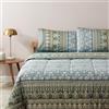 Bassetti Granfoulard Completo Letto Matrimoniale Lenzuola Raso di Puro Cotone Lenzuolo Sopra + Sotto con Angoli Maxi + 2 Federe a sacco Mira V1