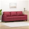 Gecheer Divano,per Soggiorno,Moderno,con 3 Posti,in Similpelle,Rosso Vino,Piedi Neri,198x77x80 cm,Divano in Ecopelle Moderno,Divano Moderno,Divano in Pelle Artificiale,Divano 3 Posti Moderno