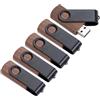 A Plus 5 Chiavette USB 3.0 in Legno di Noce con Metallo Nero - Alta Velocità, Clip Girevole 360°, Design Professionale per Ufficio e Regali (128, GB)