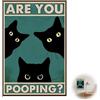 AzureRay Logo del gatto nero 30x20 cm, Decorazione da parete per bagno con gatto nero, decorazioni bagno divertenti, cartello WC ospiti in metallo