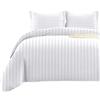 BedLooms Set copripiumino super king size, reversibile, a righe in raso, morbido, traspirante, con 2 federe (bianco a righe, 260 x 220 cm)