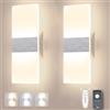 Sytmhoe 2 Pezzi Dimmerabile Appliques Da Parete Di Design Con App e Telecomando, 12W 2700-6500K Argento Albergo Acrilico Applique Camera Da Letto, Scale Soggiorno Lampade Da Muro Moderne