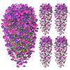 Weldomcor 4 fiori artificiali da appendere, lunghi, fiori di gloria mattutina, viola e fucsia, resistenti ai raggi UV, per matrimoni, giardino e cortile