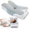 Untimaty Cuscino cervicale - Cuscino ortopedico in memory foam, cuscino ergonomico contro il dolore al collo per chi dorme sul fianco, schiena e addormentato con rivestimento in seta di ghiaccio