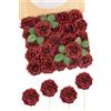 N&T NIETING Fiori artificiali, rosa glitterata, 25 pezzi, fiori finti, con steli, in finta pelle, per matrimoni, bouquet, feste, ufficio, bambini, doccia, casa, decorazione natalizia (rosso)