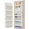 TAHAVICE Portaoggetti da Appendere con 5 Ripiani e 3 Ganci, Organizer da Appendere Salvaspazio, Mensole da Appendere per Porta per Camera da Letto, Bagno, Cucina, Furgone, Campeggio (beige)