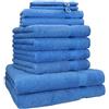 Betz Set di 10 asciugamani 100% cotone 2 asciugamani da doccia 4 asciugamani 2 asciugamani per ospiti 2 guanti da bagno (azzurro)
